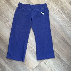 Victoria’s Secret Pink Blue Cropped Sweatpants with Dog Logo